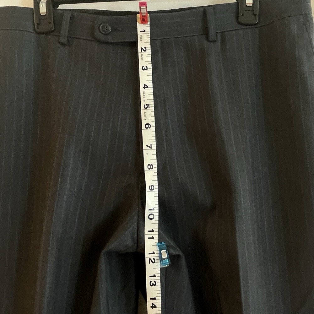 Angelo Rossi Mens Trousers Slacks Pants Suit Gray With Blue Pin Stripe 35 x 30 - Picture 14 of 16